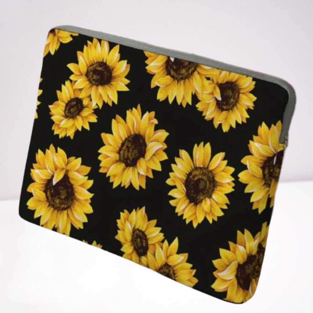 Sunflower Floral Pattern Fabric Laptop Sleeve Soft Computer Case NEW